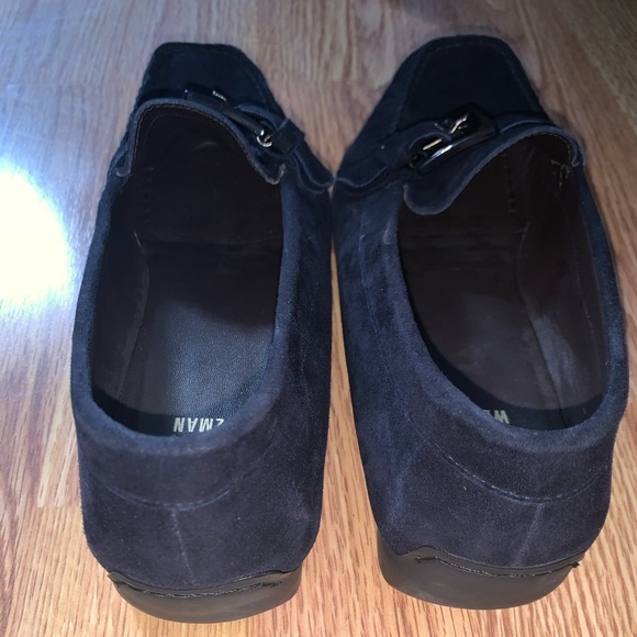 Stuart Weitzman Slip On Suede Loafers Dark Blue - Picture 3 of 7